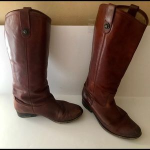 FRYE WOMENS MELISSA BUTTON PULL ON BOOT BROWN 7